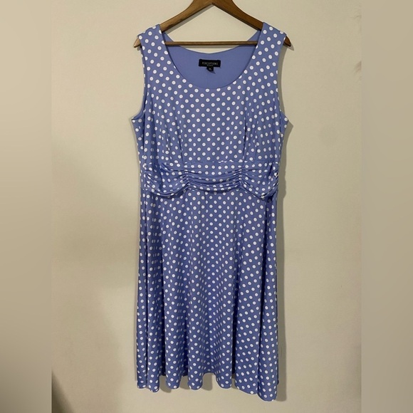 Perceptions - Blue and White Polka Dots Dress - Picture 1 of 12